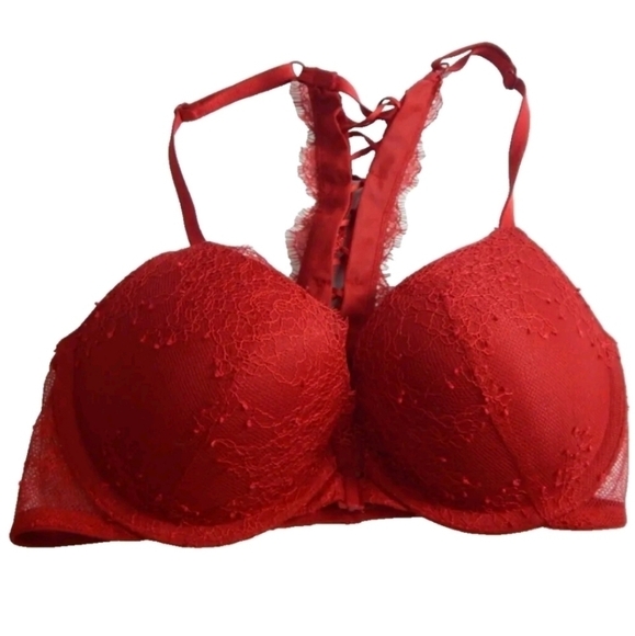 Victoria's Secret Very Sexy Push Up Front Close Bra Red Lace - Picture 1 of 3